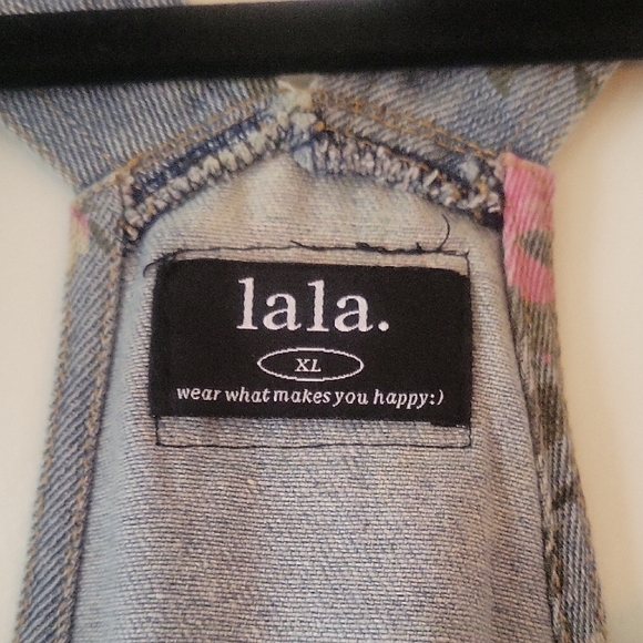 Dressed In Lala Pink Floral Blue Jean Overalls - Picture 7 of 7